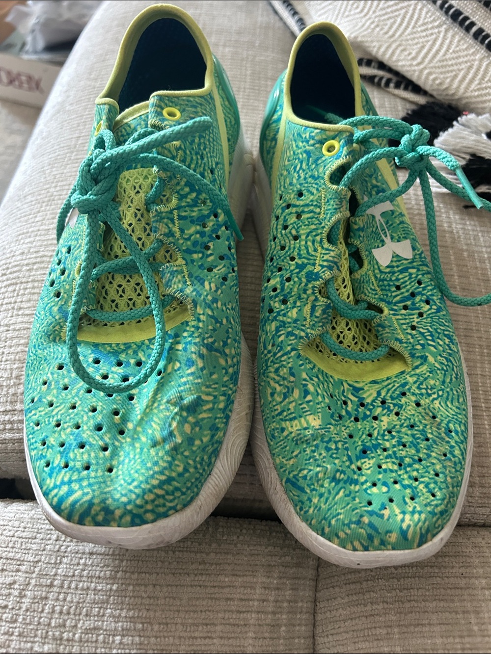 Under Armour Green Patterned Athletic Shoes